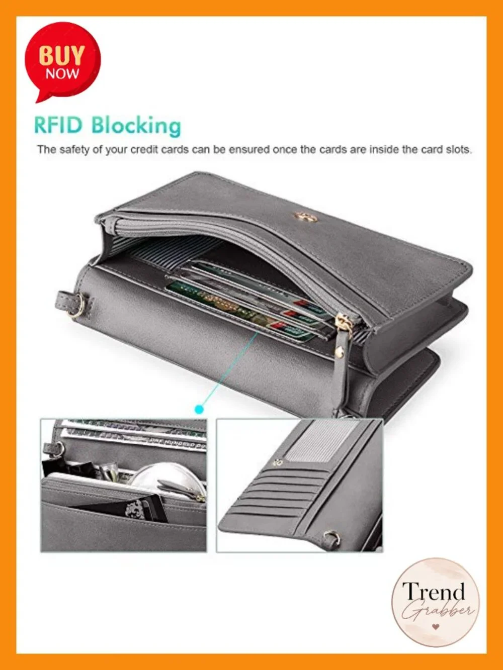 Crossbody Cellphone Purse Wallet with RFID Blocking Card Slots Straps Wristlet